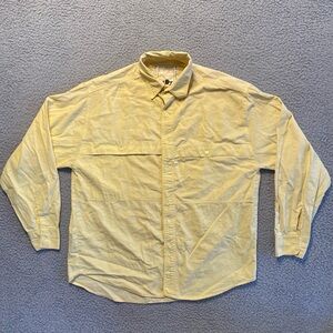 VTG 80s BLOX Yellow Mens Wear Fashion Fit Oversized Button Up LS Shirt Size M